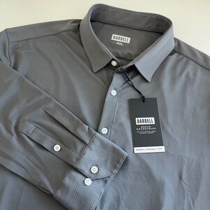 Barbell Motive‎ Dress Shirt Long Sleeve Gray NWT Men's XXL performance